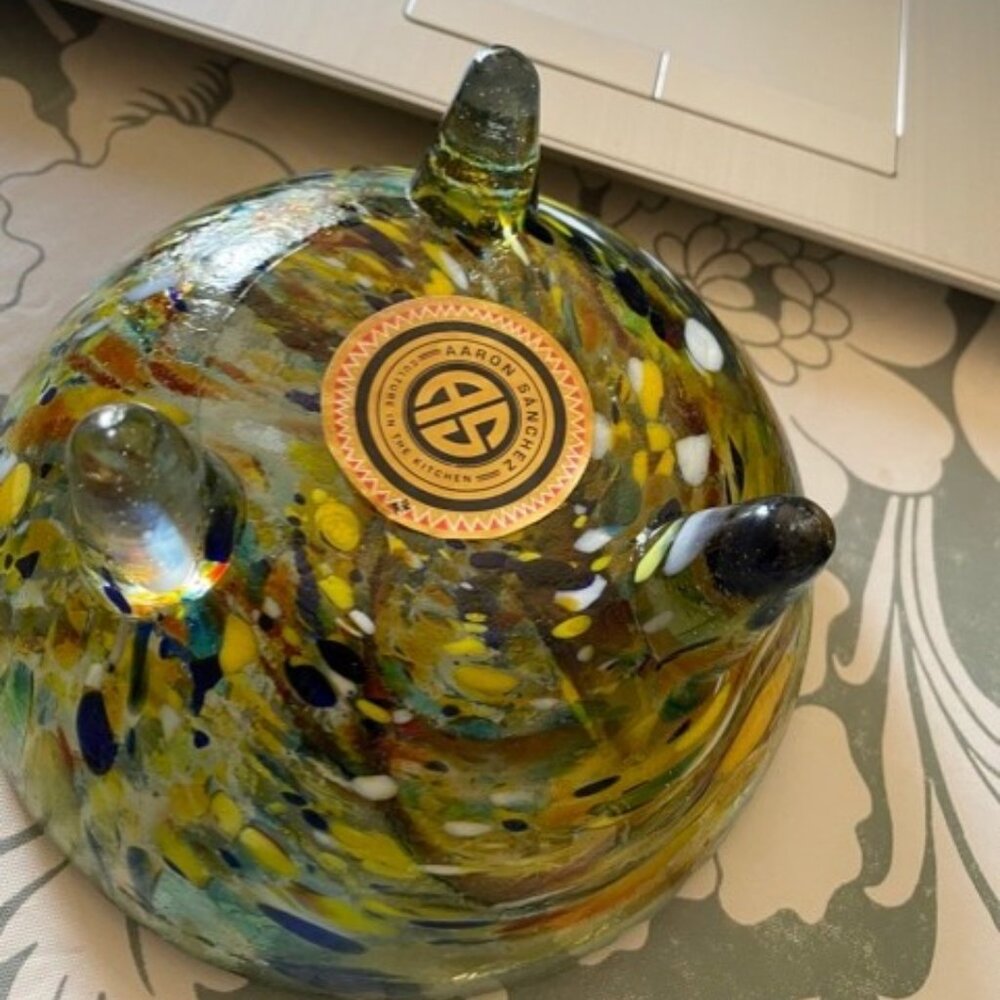 Beautiful! Art Glass Footed Bowl - Multicolor Fused Glass (NOWT) - Picture 11 of 12